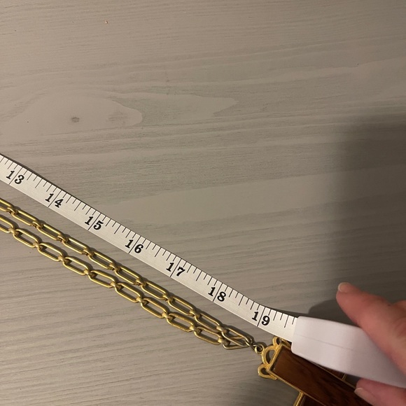 Vintage Cross Gold-Tone Brown Wood Stone Chain Necklace Religious Christmas - Picture 4 of 9